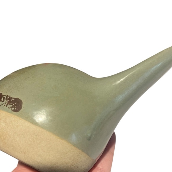 Glazed ceramic chubby bird small sage green minimalist shelf sitter decor - Picture 6 of 11